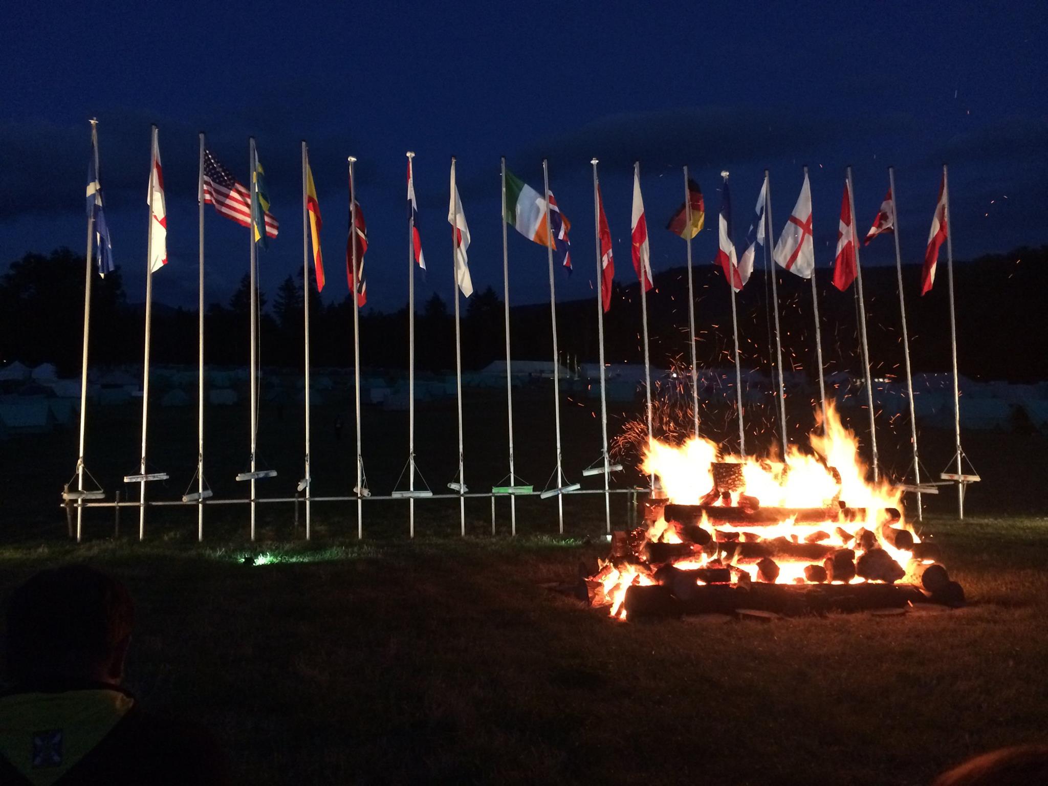 International Flags and Campfire